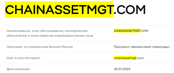 Chain Asset Management