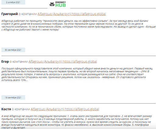 Отзывы об сайте alfagroup.global 