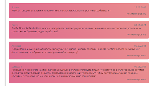 Pacific Financial Derivatives отзыв