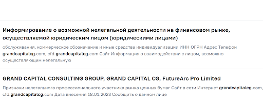 Развод Grandcapital Consulting Group