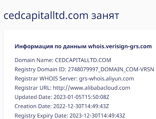 Развод CED Capital Limited